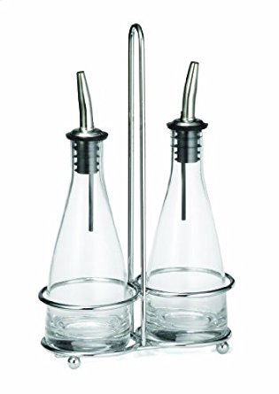 Tablecraft 6 Oz Oil & Vinegar Cruet Set w/Chrome Plated Rack