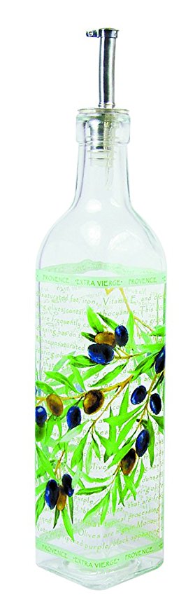 Grant Howard Olive Branch Oil and Vinegar Glass Cruet, 16 oz, Multicolored