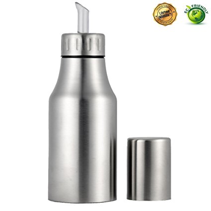 Oil Dispenser Bottle,Stainless Steel Olive Oil/Vinegar/Sauce Dispenser Cruet with No Drip Pouring Spout,Durable Oil Pourer Bottles Olive Oil Container (500ml)