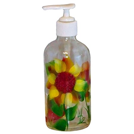 ArtisanStreet Sunflower Design Soap/Pump Lotion Dispenser, Hand Painted and Signed by Artisan