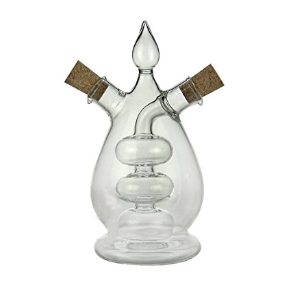 2in1 Handblown Glass Oil Vinegar Cruet Set Soy Flask Bottle Dispenser Kitchen Cooking V12007