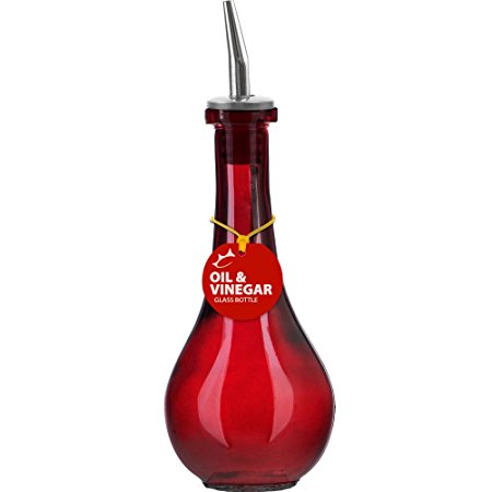 Couronne Company B6514P06 Glass Oil Bottle, 8 oz, Red