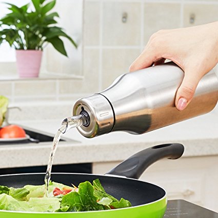 Oil & Vinegar Dispenser - Stainless Steel Olive Oil Dispenser, Non drip Pouring Spout,Leak-proof Oil Bottle (750ml)