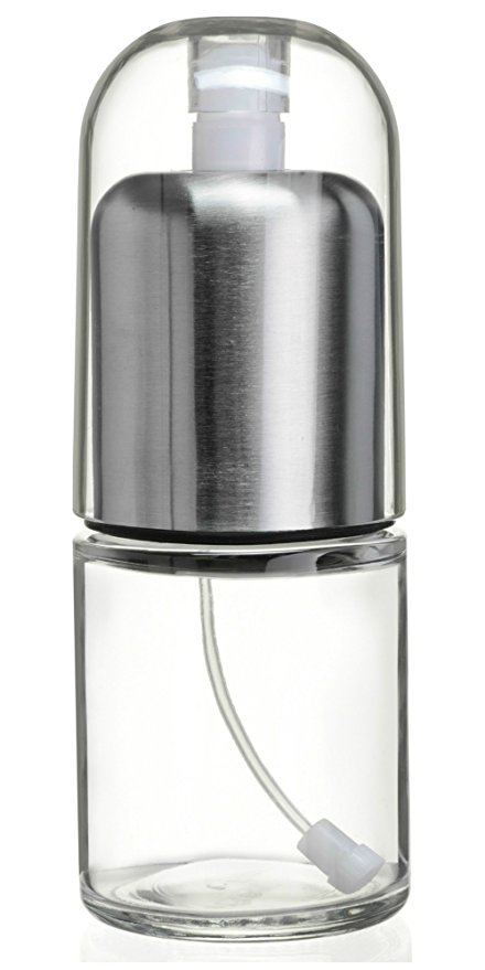 Premium Olive Oil Mister and Cooking Sprayer with Clog-Free Filter and Glass Bottle by CHEFVANTAGE - Stainless Steel