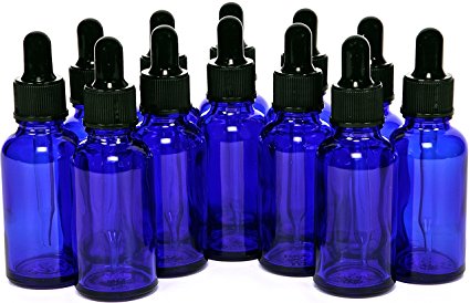 12, Cobalt Blue, 1 oz, Glass Bottles, with Glass Eye Droppers