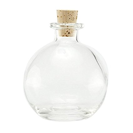 Nakpunar Spherical Clear Glass Bottle, 8.5 Oz. w/Cork - ball bottle, round bottle for oils, witch spells, wedding favors, bath bubbles