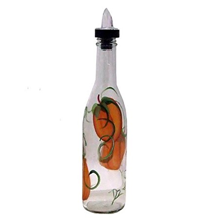 ArtisanStreet's Peach Design Pour Bottle. Hand Painted.