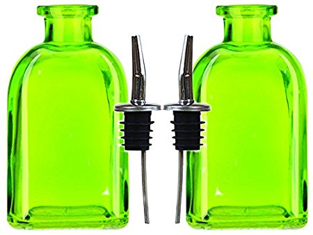 Olive Oil Outpost EVOO and Vinegar Dispensing 250ml Glass Bottle Set with Pourers (Fresh Green)