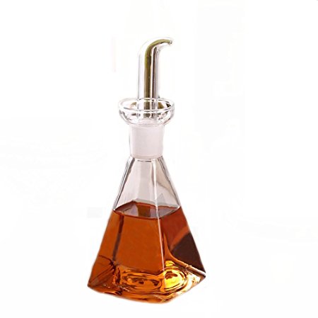 Eleton Square Bottom 14 oz Oil & Vinegar Cruet with Drip-free Spouts,Kitchen Clear Glass Oil Bottle Jar