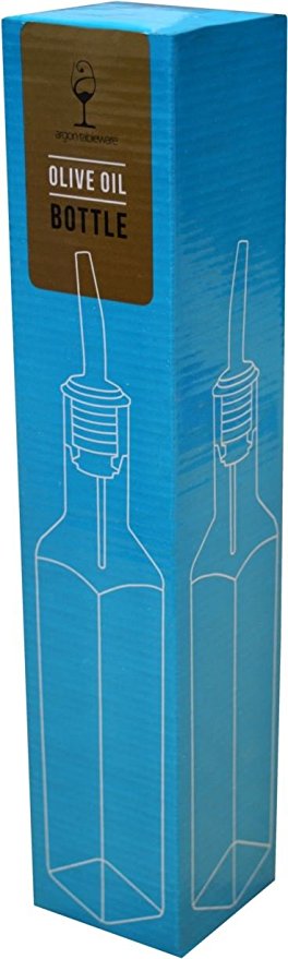 Argon Tableware Square Olive Oil / Vinegar Bottle With Tapor Pourer - Gift Boxed - 500ml (17oz)