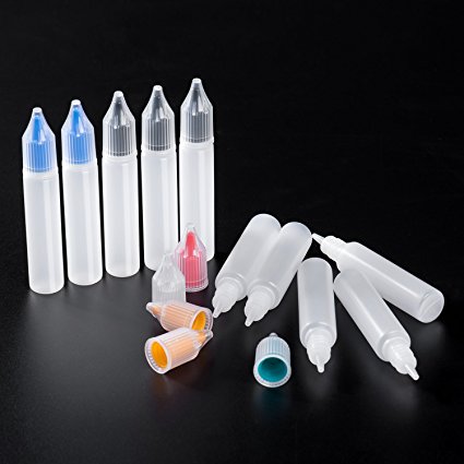 10mL Unicorn Bottles LDPE Plastic Thin Tip Multi Color Caps (20)