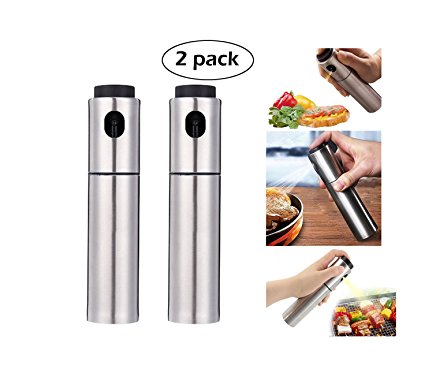 Portable Olive Oil and Vinegar Sprayer - Stainless Steel Barbecue Marinade Spray Bottle for Cooking Barbecue Salad Baking, 2 Pack