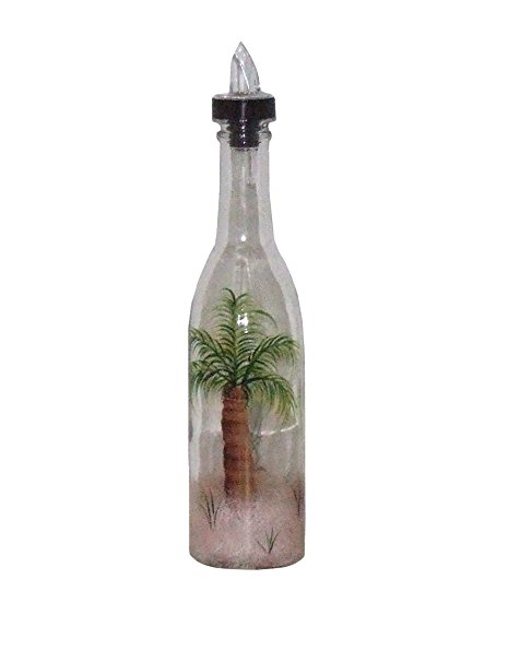 ArtisanStreet's Palm Tree Design Pour Bottle. Hand Painted.