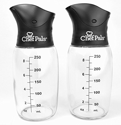 Chef Pals BOT-123 2 Pack Auto-Flip Bottle Series Olive Oil Dispenser (2), Black