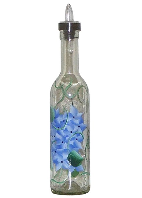 ArtisanStreet's Blue Hydrangea Pour Bottle. Hand Painted