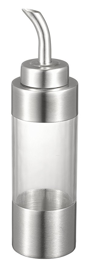 Visol Athena Transparent Acrylic and Stainless Steel Oil Dispenser, 5 oz, Silver