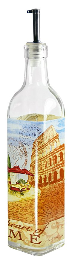 Grant Howard World Cafe Rome Oil & Vinegar Glass Cruet, 16 oz, Multicolored