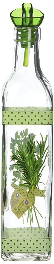 Grant Howard Italian Herbs Oil & Vinegar Glass Cruet with Ergonomic Pour Spout, 16 oz, Multicolored