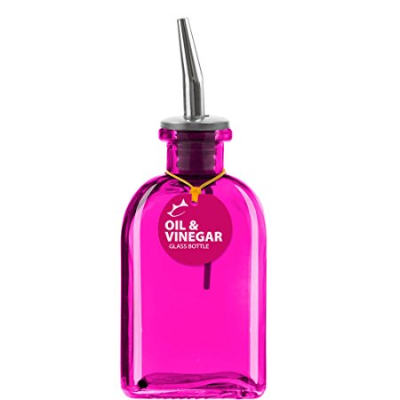 Couronne Company B6054P07 Glass Oil Bottle, 8.5 oz, Fuchsia