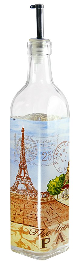 Grant Howard World Cafe Paris Oil & Vinegar Glass Cruet, 16 oz, Multicolored